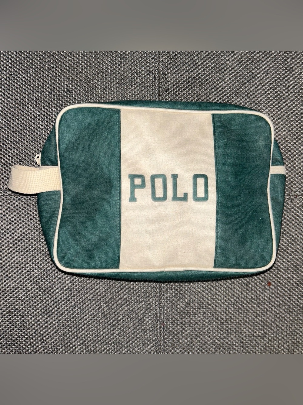 Rare 90s Polo by Ralph Lauren Green and Cream Men’s Toiletry Bag